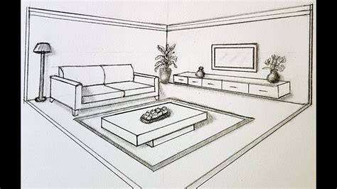 2 point perspective living room|How to draw room interiors and interiors with a 2.